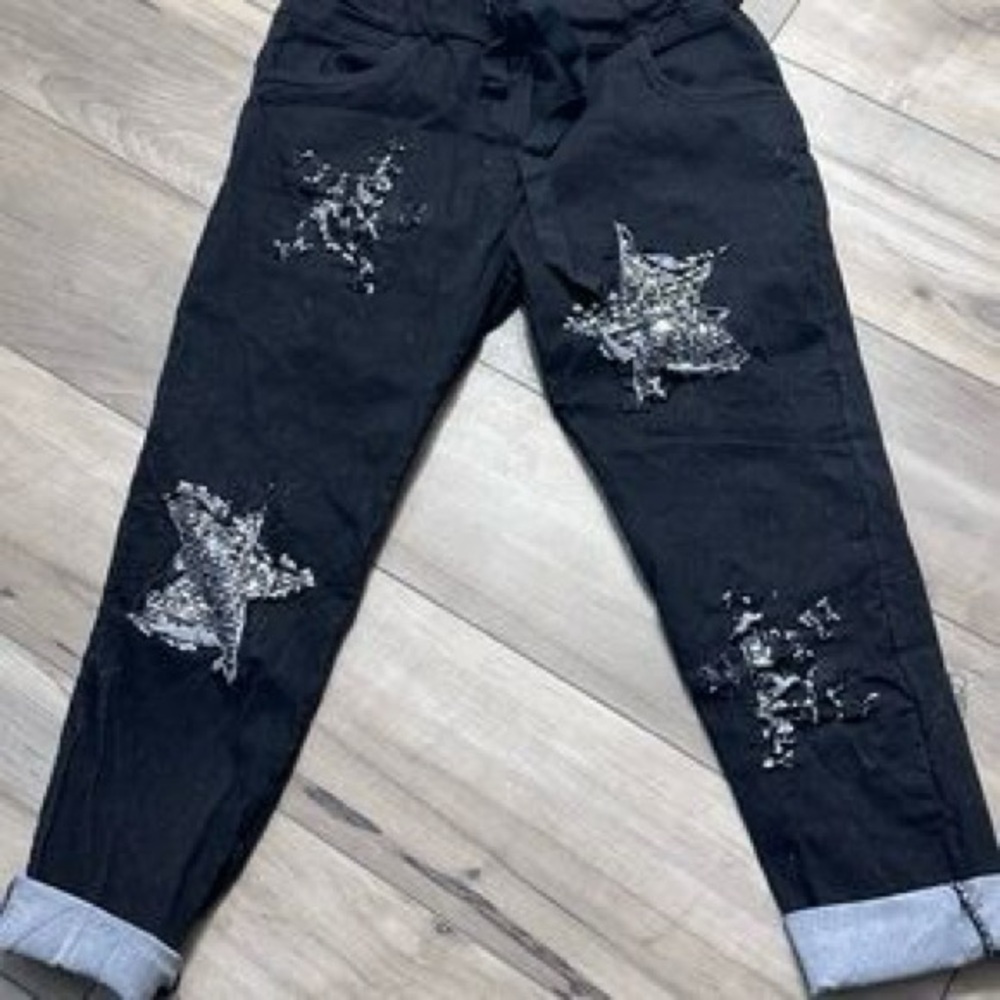 Women’s Venti6 black star sequin joggers size xs